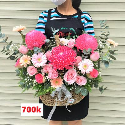 Giỏ Cối Hoa Cúc Mẫu Đơn 3B Đồng Tiền Hoa Hồng