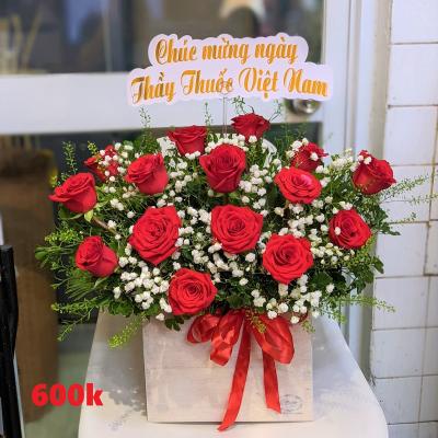 Giỏ Vintage Hồng Đỏ Bi Trắng 15B