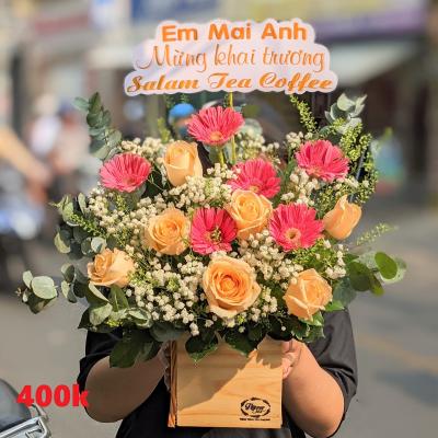 Giỏ Hoa Hồng Cam Ngọt Ngào Pastel 400K