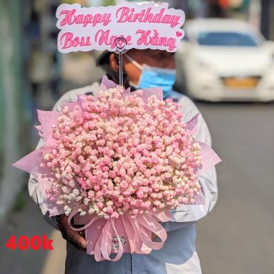 Hộp Hoa Baby Hồng Nhỏ Cắm 1 Mặt (30X25Cm)