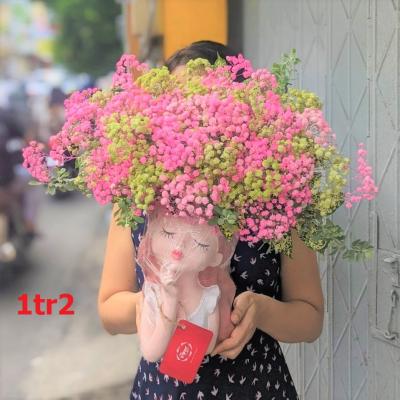 Bình Hoa Cô Gái Baby Hồng + Xanh Thời Thượng Tinh Tế